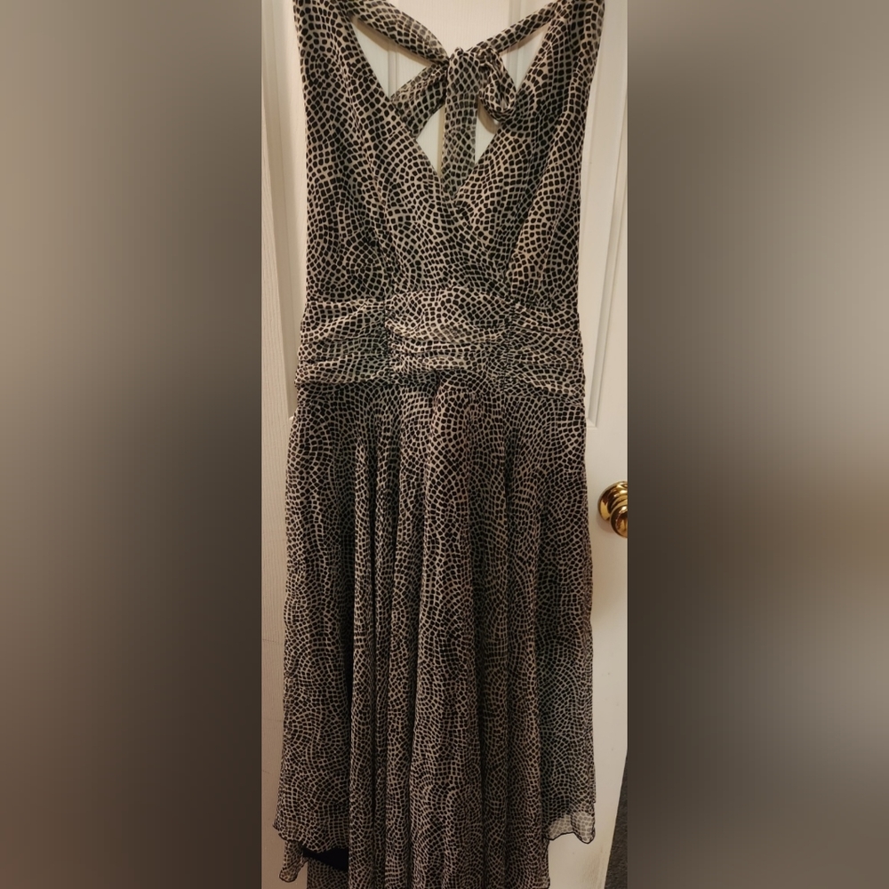 Halter dress. Black and white chiffon. Great for cruises.
